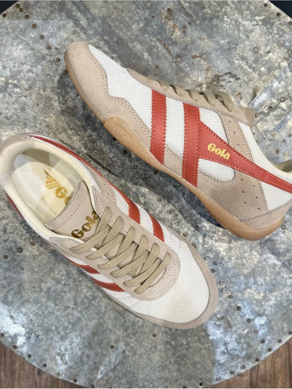 Gola Women's Cream Sneakers with Rust Accent Stripes